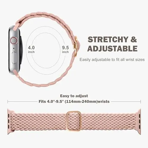 Odbeai Braided Band Apple Watch Band 38mm 40mm 41mm 42mm 44mm 45mm 46mm 49mm ayollar erkaklar uchun mos, iWatch Series 10 9 8 7 6 5 4 3 2 1 SE Ultra/Ultra 2 bilan mos keluvchi sozlanishi yumshoq tasma - 6