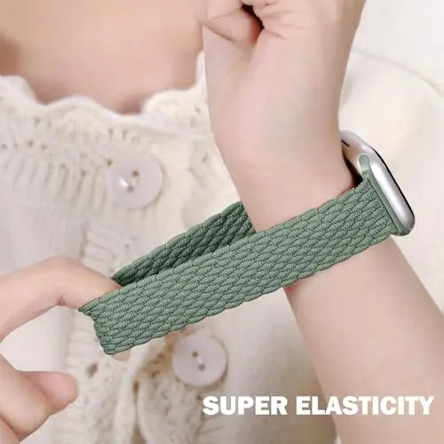Odbeai Braided Band Apple Watch Band 38mm 40mm 41mm 42mm 44mm 45mm 46mm 49mm ayollar erkaklar uchun mos keladi, iWatch Series 10 9 8 7 6 5 4 3 2 1 SE Ultra/Ultra 2 bilan moslashuvchan yumshoq tasma - 4
