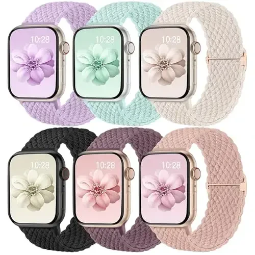 Odbeai Braided Band Apple Watch Band 38mm 40mm 41mm 42mm 44mm 45mm 46mm 49mm Women Men bilan mos keladi, iWatch Series 10 9 8 7 6 5 4 3 2 1 SE Ultra/Ultra 2 bilan mos keladigan sozlanishi yumshoq tasma - 1