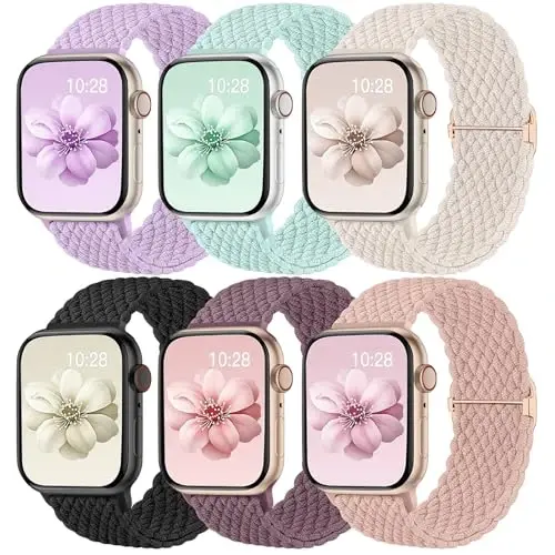 Odbeai Braided Band Apple Watch Band 38mm 40mm 41mm 42mm 44mm 45mm 46mm 49mm Women Men bilan mos keladi, iWatch Series 10 9 8 7 6 5 4 3 2 1 SE Ultra/Ultra 2 bilan mos keladigan sozlanishi yumshoq tasma - MODAZONE