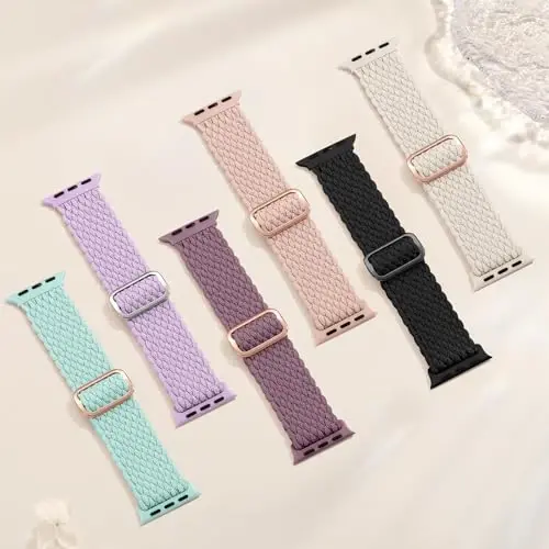 Odbeai Braided Band Apple Watch Band 38mm 40mm 41mm 42mm 44mm 45mm 46mm 49mm Women Men bilan mos keladi, iWatch Series 10 9 8 7 6 5 4 3 2 1 SE Ultra/Ultra 2 bilan mos keladigan sozlanishi yumshoq tasma - 5