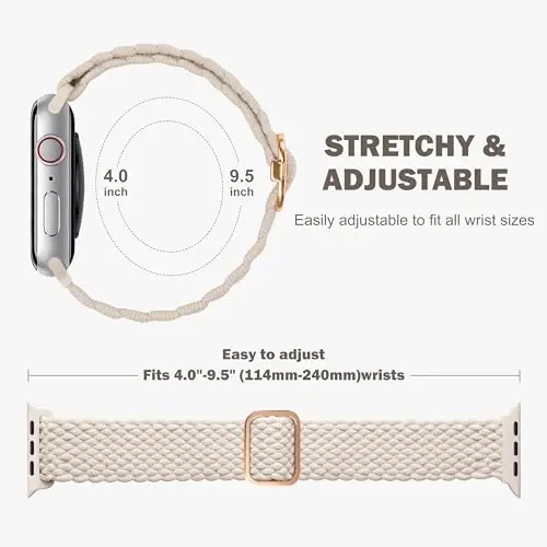 Odbeai Braided Band Apple Watch Band 38mm 40mm 41mm 42mm 44mm 45mm 46mm 49mm Women Men bilan mos keladi, iWatch Series 10 9 8 7 6 5 4 3 2 1 SE Ultra/Ultra 2 bilan mos keladigan sozlanishi yumshoq tasma - 6