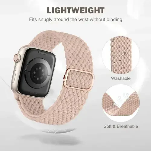Odbeai Braided Band Compatible with Apple Watch Band 38mm 40mm 41mm 42mm 44mm 45mm 46mm 49mm Women Men, Adjustable Soft Strap Compatible with iWatch Series 10 9 8 7 6 5 4 3 2 1 SE Ultra/Ultra 2 - 3
