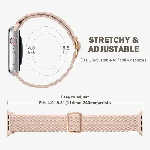 Odbeai Braided Band Compatible with Apple Watch Band 38mm 40mm 41mm 42mm 44mm 45mm 46mm 49mm Women Men, Adjustable Soft Strap Compatible with iWatch Series 10 9 8 7 6 5 4 3 2 1 SE Ultra/Ultra 2 - 6