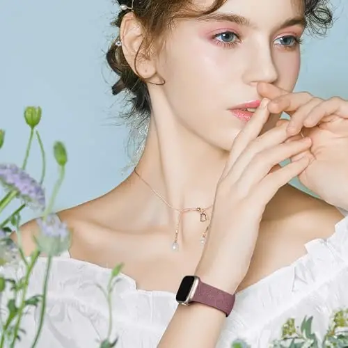 Odbeai Chiroyli Gullar Gravürlangan Tasma Apple Watch Tasmalari Bilan Mos Ayollar 40mm 44mm 38mm 41mm 42/45/46/49mm, 6 dona Yumshoq Silikon Nafis Sport Tasma iWatch Tasmalari Ayollar Seriyasi 11-1 SE Ultra1/2/3 uchun - ODBEAI (1)