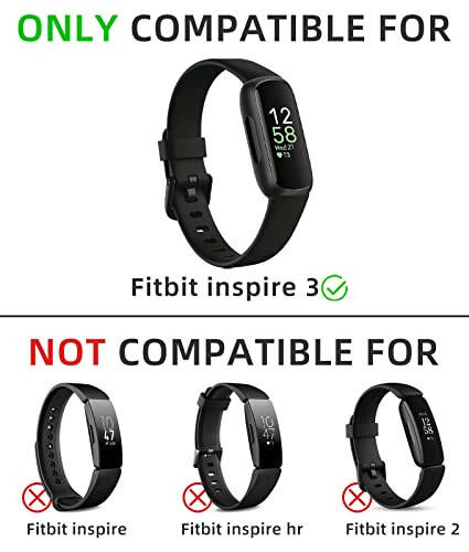 Odbeai Compatible with Fitbit Inspire 3 Bands for Women Men, Sport Wristband Replacement Soft Silicone Straps for Inspire 3 Fitness Tracker Women & Men(4 Pack,Large) - 7