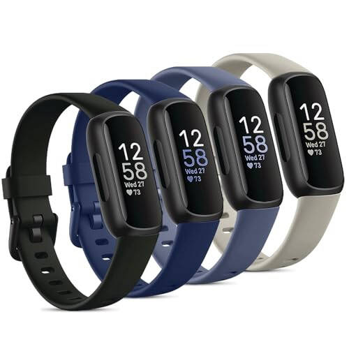 Odbeai Fitbit Inspire 3 Bileklikleri ile Uyumlu Kadın Erkekler İçin, Spor Bileklik Değiştirme Yumuşak Silikon Kayışlar Inspire 3 Fitness Takip Cihazı Kadınlar ve Erkekler için (4 Paket, Büyük) - 1