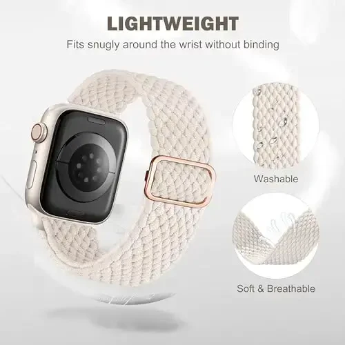 Odbeai Braided Band Compatible with Apple Watch Band 38mm 40mm 41mm 42mm 44mm 45mm 46mm 49mm Women Men, Adjustable Soft Strap Compatible with iWatch Series 10 9 8 7 6 5 4 3 2 1 SE Ultra/Ultra 2 - 3