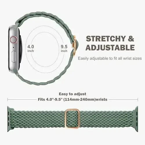 Odbeai Braided Band Compatible with Apple Watch Band 38mm 40mm 41mm 42mm 44mm 45mm 46mm 49mm Women Men, Adjustable Soft Strap Compatible with iWatch Series 10 9 8 7 6 5 4 3 2 1 SE Ultra/Ultra 2 - 6