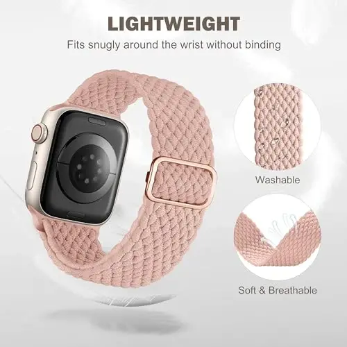 Odbeai Braided Band Compatible with Apple Watch Band 38mm 40mm 41mm 42mm 44mm 45mm 46mm 49mm Women Men, Adjustable Soft Strap Compatible with iWatch Series 10 9 8 7 6 5 4 3 2 1 SE Ultra/Ultra 2 - 3