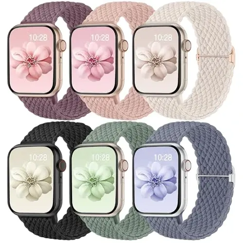 Odbeai Compatible with Apple Watch Bands for Women Solace Stretchy Braided Fabric 40mm 44mm 45mm 41mm 42mm 38mm 46mm 49mm, Stretchy Braided Fabric Strap for iWatch Series 11 10 9 8 7-1 SE Ultra1/2/3 - 1