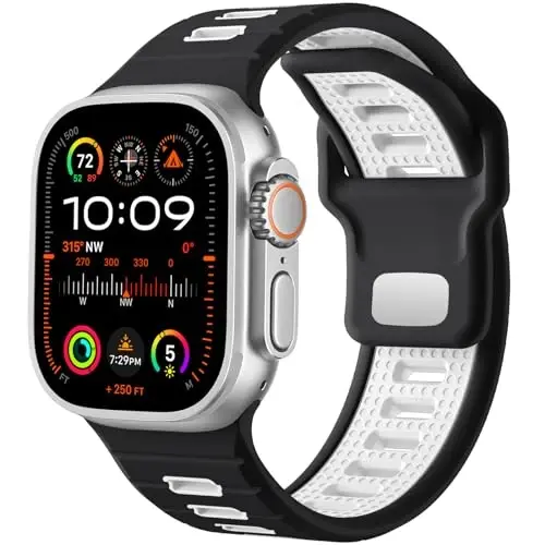 Odbeai Sport Band Compatible with Apple Watch Ultra 2 3/Ultra Band,Compatible with Apple Watch Bands for Men 49mm 46mm 45mm 44mm 42mm,Waterproof Silicone Strap for iWatch Bands All Series SE 11 10 9-1 - ODBEAI
