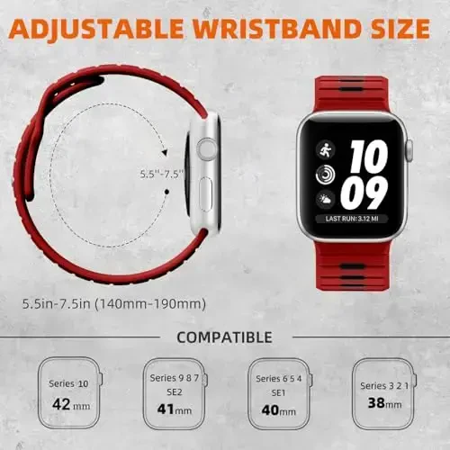 Odbeai Sport Band Compatible with Apple Watch Bands for Men,Compatible with Apple Watch Ultra 2 3/Ultra Band 38mm 40mm 41mm Series10 42mm,Silicone Waterproof Strap for iWatch Bands Series SE 11 10 9-1 - 5