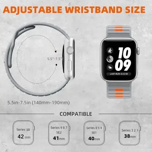 Odbeai Sport Band Compatible with Apple Watch Bands for Men,Compatible with Apple Watch Ultra 2 3/Ultra Band 38mm 40mm 41mm Series10 42mm,Silicone Waterproof Strap for iWatch Bands Series SE 11 10 9-1 - 5