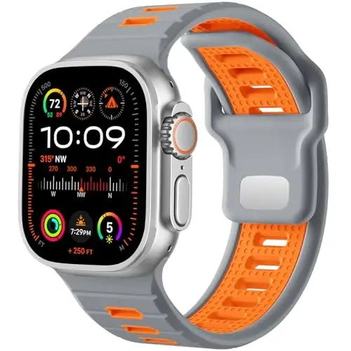 Odbeai Sport Band Compatible with Apple Watch Ultra 2 3/Ultra Band,Compatible with Apple Watch Bands for Men 49mm 46mm 45mm 44mm 42mm,Waterproof Silicone Strap for iWatch Bands All Series SE 11 10 9-1 - 1
