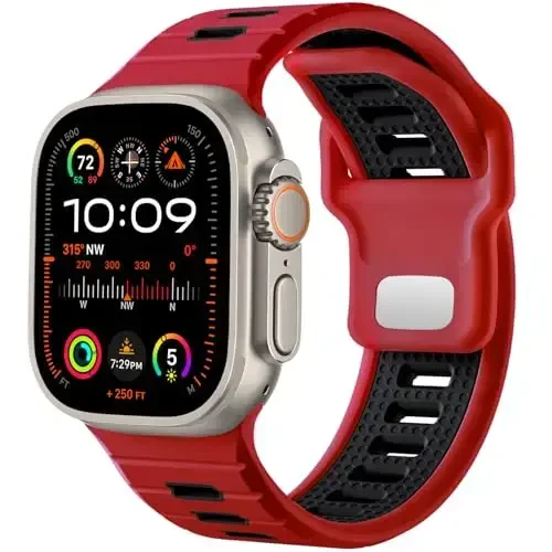 Odbeai Sport Band Compatible with Apple Watch Ultra 2 3/Ultra Band,Compatible with Apple Watch Bands for Men 49mm 46mm 45mm 44mm 42mm,Waterproof Silicone Strap for iWatch Bands All Series SE 11 10 9-1 
