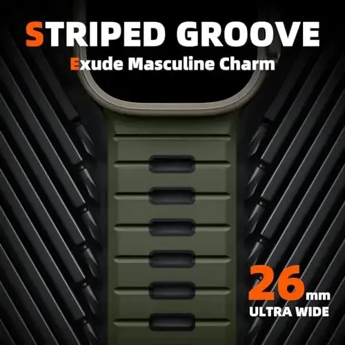 Odbeai Sport Band Apple Watch Ultra 2 3/Ultra Band bilan mos, Apple Watch Bands for Men 49mm 46mm 45mm 44mm 42mm bilan mos, iWatch Bands All Series SE 11 10 9-1 uchun suv o'tkazmaydigan silikon tasma - 2