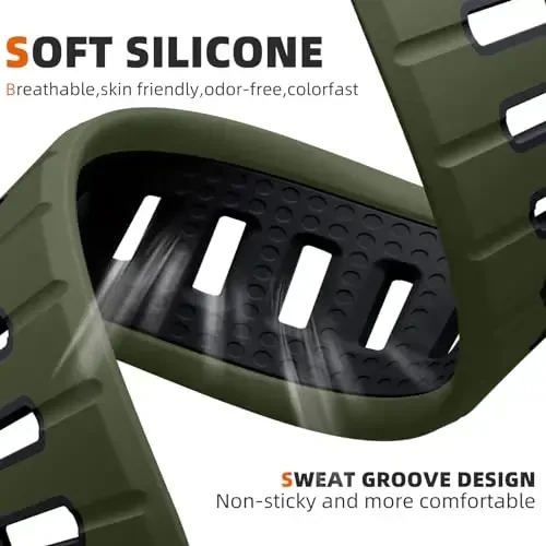 Odbeai Sport Band Apple Watch Ultra 2 3/Ultra Band bilan mos, Apple Watch Bands for Men 49mm 46mm 45mm 44mm 42mm bilan mos, iWatch Bands All Series SE 11 10 9-1 uchun suv o'tkazmaydigan silikon tasma - 3