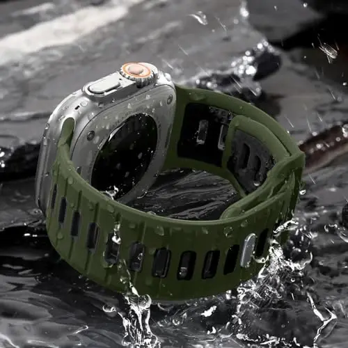 Odbeai Sport Band Apple Watch Ultra 2 3/Ultra Band bilan mos, Apple Watch Bands for Men 49mm 46mm 45mm 44mm 42mm bilan mos, iWatch Bands All Series SE 11 10 9-1 uchun suv o'tkazmaydigan silikon tasma - 4