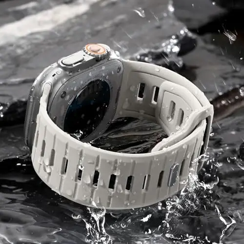 Odbeai Sport Band Apple Watch Ultra 2 3/Ultra Band bilan mos, erkaklar uchun Apple Watch Bands bilan mos 49mm 46mm 45mm 44mm 42mm, iWatch Bands barcha seriyalari SE 11 10 9-1 uchun suv o'tkazmaydigan silikon tasma - 4