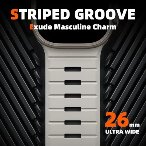 Odbeai Sport Band Apple Watch Ultra 2 3/Ultra Band bilan mos, erkaklar uchun Apple Watch Bands bilan mos 49mm 46mm 45mm 44mm 42mm, iWatch Bands barcha seriyalari SE 11 10 9-1 uchun suv o'tkazmaydigan silikon tasma - 2