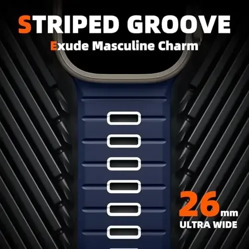Odbeai Sport Band Apple Watch Ultra 2 3/Ultra Band bilan mos keladi, Erkaklar uchun Apple Watch Bands 49mm 46mm 45mm 44mm 42mm bilan mos keladi, iWatch Bands All Series SE 11 10 9-1 uchun suv o'tkazmaydigan silikon tasma - 2
