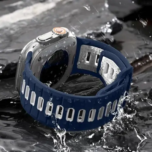Odbeai Sport Band Apple Watch Ultra 2 3/Ultra Band bilan mos keladi, Erkaklar uchun Apple Watch Bands 49mm 46mm 45mm 44mm 42mm bilan mos keladi, iWatch Bands All Series SE 11 10 9-1 uchun suv o'tkazmaydigan silikon tasma - 4