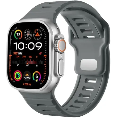 Odbeai Sport Band Apple Watch Ultra 2 3/Ultra Band bilan mos keladi, Erkaklar uchun Apple Watch Bands 49mm 46mm 45mm 44mm 42mm bilan mos keladi, iWatch Bands All Series SE 11 10 9-1 uchun suv o'tkazmaydigan silikon tasma - 1