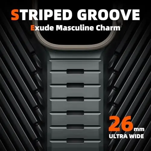Odbeai Sport Band Apple Watch Ultra 2 3/Ultra Band bilan mos keladi, Erkaklar uchun Apple Watch Bands 49mm 46mm 45mm 44mm 42mm bilan mos keladi, iWatch Bands All Series SE 11 10 9-1 uchun suv o'tkazmaydigan silikon tasma - 2