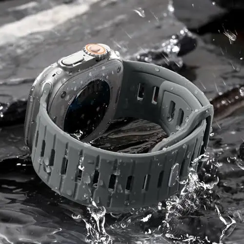 Odbeai Sport Band Apple Watch Ultra 2 3/Ultra Band bilan mos keladi, Erkaklar uchun Apple Watch Bands 49mm 46mm 45mm 44mm 42mm bilan mos keladi, iWatch Bands All Series SE 11 10 9-1 uchun suv o'tkazmaydigan silikon tasma - 4