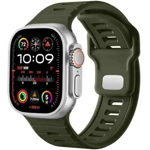 Odbeai Sport Band Apple Watch Ultra 2 3/Ultra Band bilan mos keladi, Erkaklar uchun Apple Watch Bands 49mm 46mm 45mm 44mm 42mm bilan mos keladi, iWatch Bands barcha seriyalari SE 11 10 9-1 uchun suv o'tkazmaydigan silikon tasma - ODBEAI