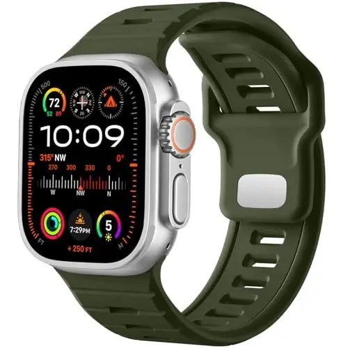 Odbeai Sport Band Apple Watch Ultra 2 3/Ultra Band bilan mos keladi, Erkaklar uchun Apple Watch Bands 49mm 46mm 45mm 44mm 42mm bilan mos keladi, iWatch Bands barcha seriyalari SE 11 10 9-1 uchun suv o'tkazmaydigan silikon tasma - 1