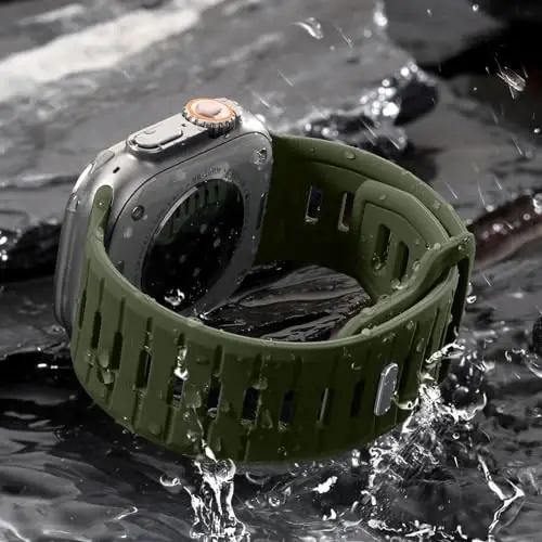 Odbeai Sport Band Apple Watch Ultra 2 3/Ultra Band bilan mos keladi, Erkaklar uchun Apple Watch Bands 49mm 46mm 45mm 44mm 42mm bilan mos keladi, iWatch Bands barcha seriyalari SE 11 10 9-1 uchun suv o'tkazmaydigan silikon tasma - 4