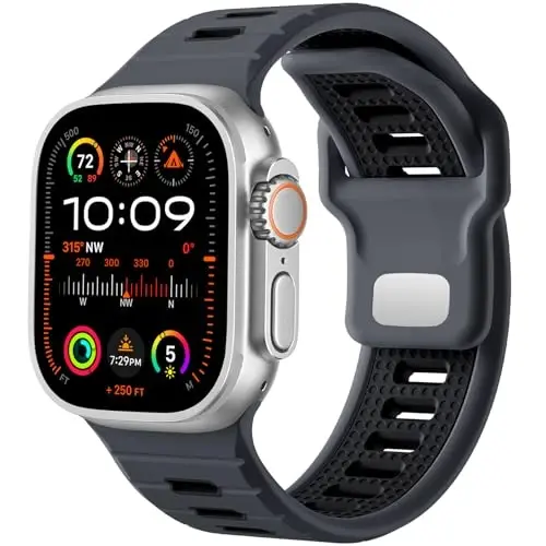 Odbeai Sport Band Apple Watch Ultra 2 3/Ultra Band bilan mos keladi, Erkaklar uchun Apple Watch Bands 49mm 46mm 45mm 44mm 42mm bilan mos keladi, iWatch Bands barcha seriyalari SE 11 10 9-1 uchun suv o'tkazmaydigan silikon tasma 
