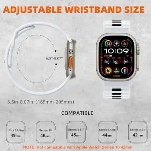 Odbeai Sport Band Apple Watch Ultra 2 3/Ultra Band bilan mos keladi, Erkaklar uchun Apple Watch Bands 49mm 46mm 45mm 44mm 42mm bilan mos keladi, iWatch Bands barcha seriyalari uchun suv o'tkazmaydigan silikon tasma SE 11 10 9-1 - 5