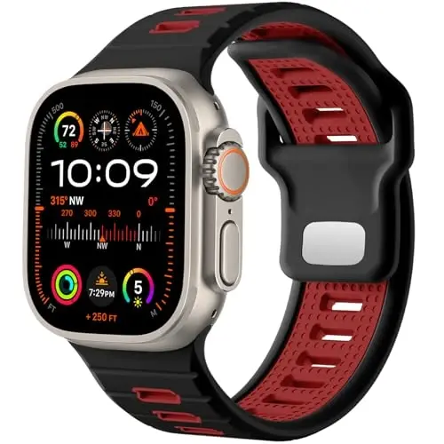 Odbeai Sport Band Apple Watch Ultra 2 3/Ultra Band bilan mos keladi,Erkaklar uchun Apple Watch Bands 49mm 46mm 45mm 44mm 42mm bilan mos keladi,iWatch Bands barcha seriyalari uchun suv o'tkazmaydigan silikon tasma SE 11 10 9-1 - 1