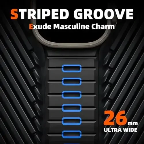 Odbeai Sport Band Apple Watch Ultra 2/Ultra/Ultra 3 Band bilan mos keladi, Apple Watch Bands for Men 49mm 46mm 45mm 44mm 42mm bilan mos keladi, iWatch All Series SE 11 10 9-1 uchun suv o'tkazmaydigan silikon tasma - 3