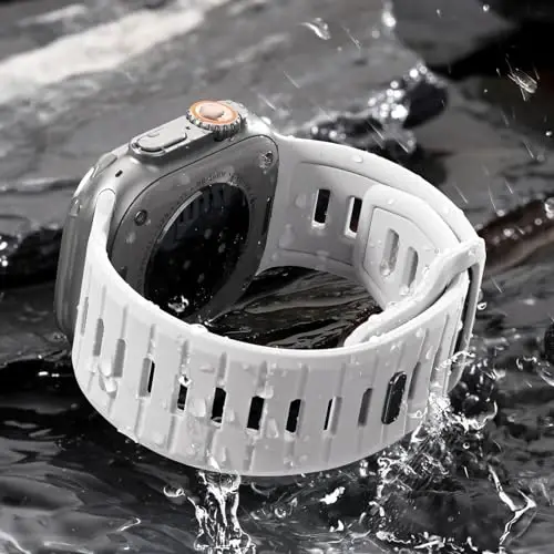 Odbeai Sport Band Apple Watch Ultra 2/Ultra/Ultra 3 Band bilan mos keladi, Apple Watch Bands for Men 49mm 46mm 45mm 44mm 42mm bilan mos keladi, iWatch All Series SE 11 10 9-1 uchun suv o'tkazmaydigan silikon tasma - 5