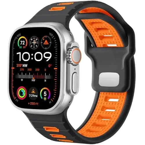 Odbeai Sport Band Apple Watch Ultra 2/Ultra/Ultra 3 Band bilan mos keladi, Apple Watch Bands for Men 49mm 46mm 45mm 44mm 42mm bilan mos keladi, iWatch All Series SE 11 10 9-1 uchun suv o'tkazmaydigan silikon tasma - 1