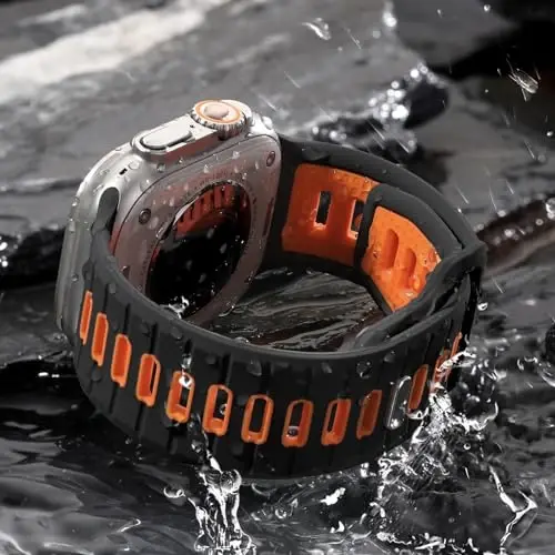 Odbeai Sport Band Apple Watch Ultra 2/Ultra/Ultra 3 Band bilan mos keladi, Apple Watch Bands for Men 49mm 46mm 45mm 44mm 42mm bilan mos keladi, iWatch All Series SE 11 10 9-1 uchun suv o'tkazmaydigan silikon tasma - 4