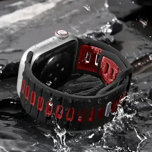 Odbeai Sport Band Apple Watch Ultra 2/Ultra/Ultra 3 bilan mos keladi, Apple Watch Bands for Men 49mm 46mm 45mm 44mm 42mm bilan mos keladi, iWatch All Series SE 11 10 9-1 uchun suv o'tkazmaydigan silikon tasma - 4