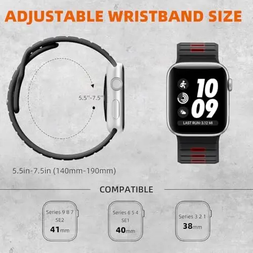 Odbeai Sport Band Apple Watch Ultra 2/Ultra/Ultra 3 bilan mos keladi, Apple Watch Bands for Men 49mm 46mm 45mm 44mm 42mm bilan mos keladi, iWatch All Series SE 11 10 9-1 uchun suv o'tkazmaydigan silikon tasma - 5