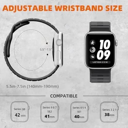 Odbeai Sport Band Apple Watch Ultra 2/Ultra/Ultra 3 bilan mos keladi, Apple Watch Bands for Men 49mm 46mm 45mm 44mm 42mm bilan mos keladi, iWatch All Series SE 11 10 9-1 uchun suv o'tkazmaydigan silikon tasma - 5