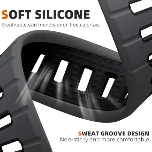 Odbeai Sport Band Apple Watch Ultra 2/Ultra/Ultra 3 bilan mos keladi, Apple Watch Bands for Men 49mm 46mm 45mm 44mm 42mm bilan mos keladi, iWatch All Series SE 11 10 9-1 uchun suv o'tkazmaydigan silikon tasma - 3