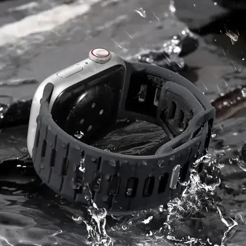 Odbeai Sport Band Apple Watch Ultra 2/Ultra/Ultra 3 bilan mos keladi, Apple Watch Bands for Men 49mm 46mm 45mm 44mm 42mm bilan mos keladi, iWatch All Series SE 11 10 9-1 uchun suv o'tkazmaydigan silikon tasma - 4