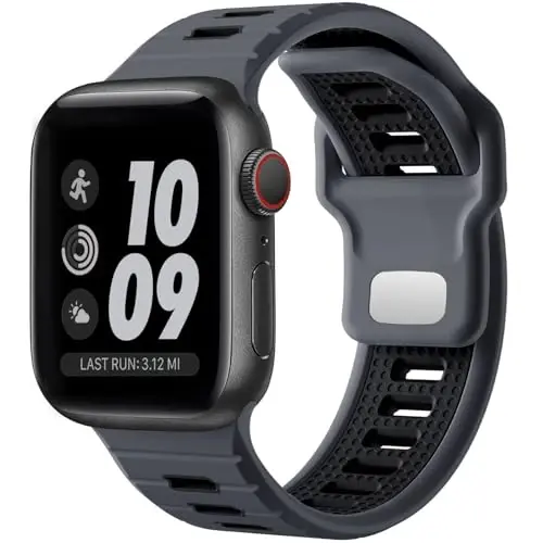 Odbeai Sport Band Apple Watch Ultra 2/Ultra/Ultra 3 bilan mos keladi, Apple Watch Bands for Men 49mm 46mm 45mm 44mm 42mm bilan mos keladi, iWatch All Series SE 11 10 9-1 uchun suv o'tkazmaydigan silikon tasma 