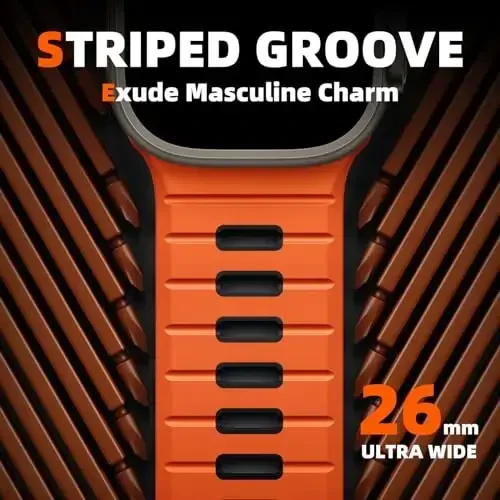 Odbeai Sport Band Apple Watch Ultra 2/Ultra/Ultra 3 bilan mos keladi, Apple Watch Bands for Men 49mm 46mm 45mm 44mm 42mm bilan mos keladi, iWatch All Series SE 11 10 9-1 uchun suv o'tkazmaydigan silikon tasma - 2