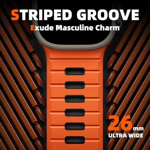 Odbeai Sport Band Apple Watch Ultra 2/Ultra/Ultra 3 bilan mos keladi, Apple Watch Bands for Men 49mm 46mm 45mm 44mm 42mm bilan mos keladi, iWatch All Series SE 11 10 9-1 uchun suv o'tkazmaydigan silikon tasma - 2