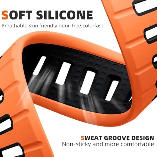 Odbeai Sport Band Apple Watch Ultra 2/Ultra/Ultra 3 bilan mos keladi, Apple Watch Bands for Men 49mm 46mm 45mm 44mm 42mm bilan mos keladi, iWatch All Series SE 11 10 9-1 uchun suv o'tkazmaydigan silikon tasma - 3