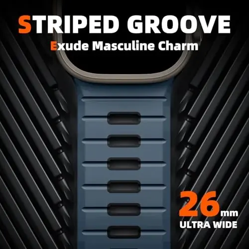 Odbeai Sport Band Apple Watch Ultra 2/Ultra/Ultra 3 bilan mos keladi, Apple Watch Bands for Men 49mm 46mm 45mm 44mm 42mm bilan mos keladi, iWatch All Series SE 11 10 9-1 uchun suv o'tkazmaydigan silikon tasma - 2